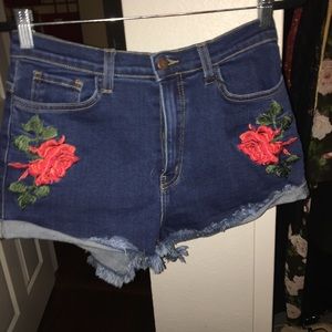 High waisted jean shorts